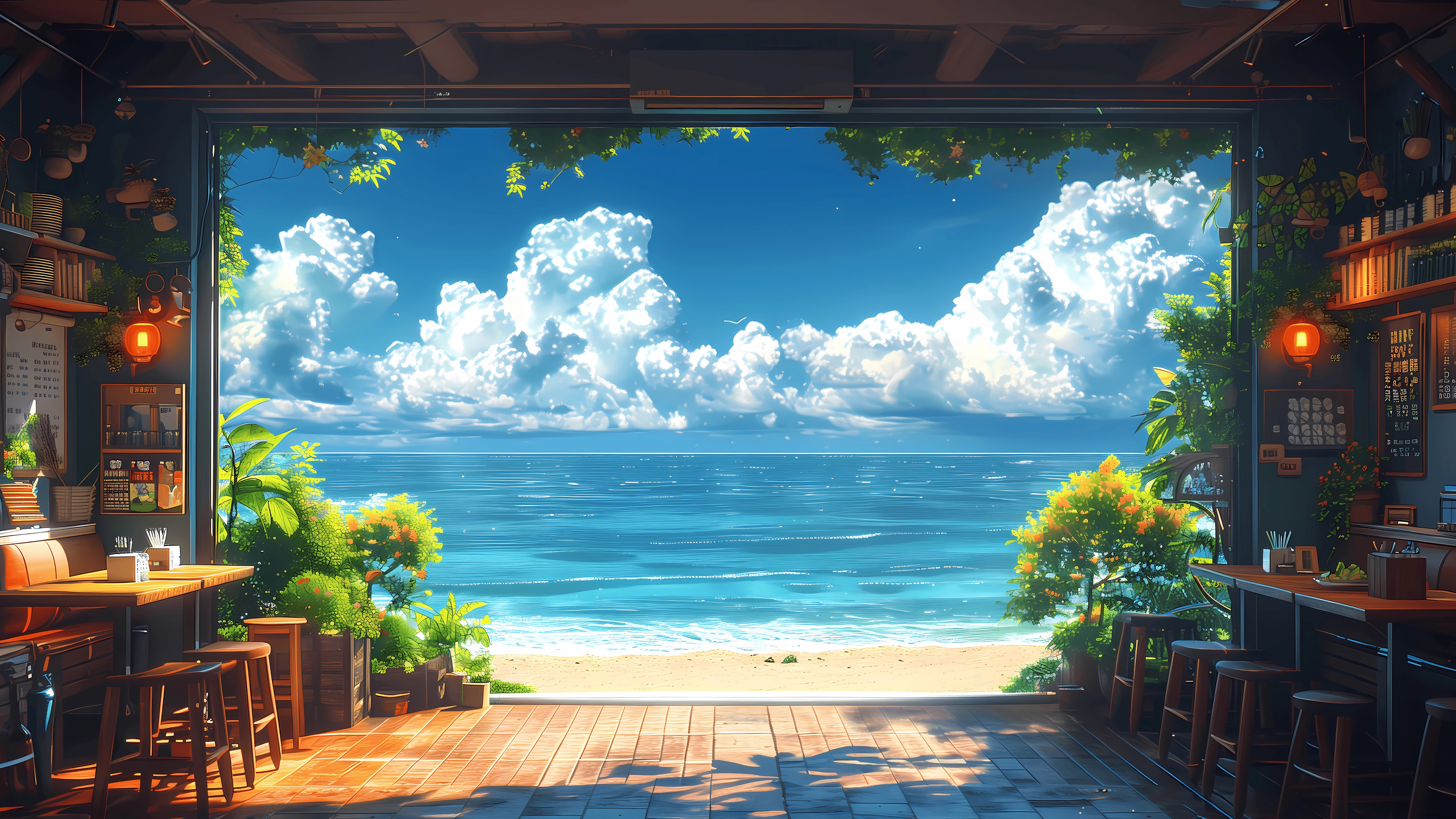 夏天 海滨 蓝天白云4k风景壁纸3840x2160.jpg
